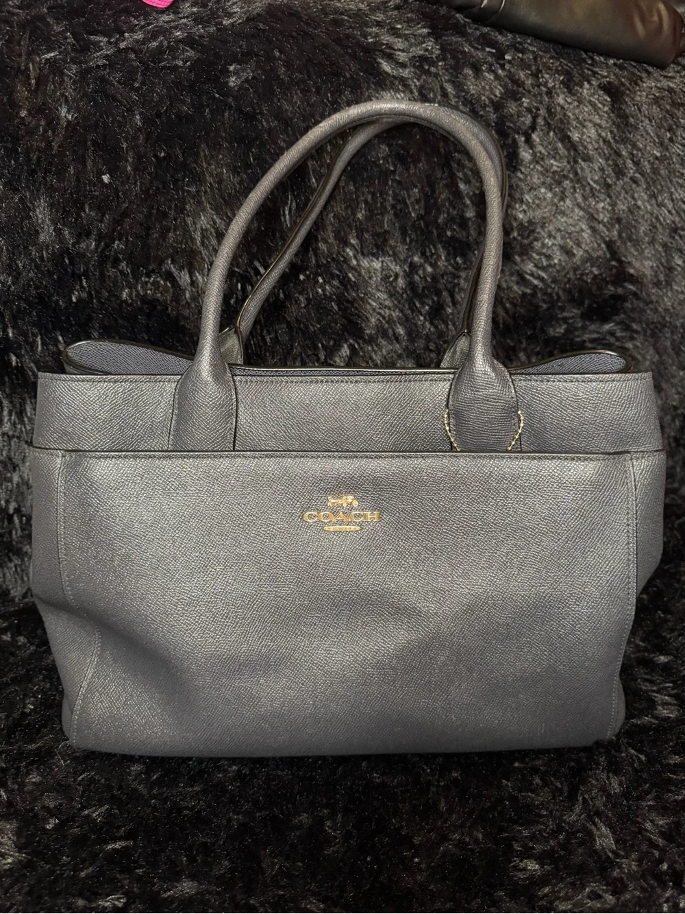 Coach Casey Leather Tote with Gold Logo Accent